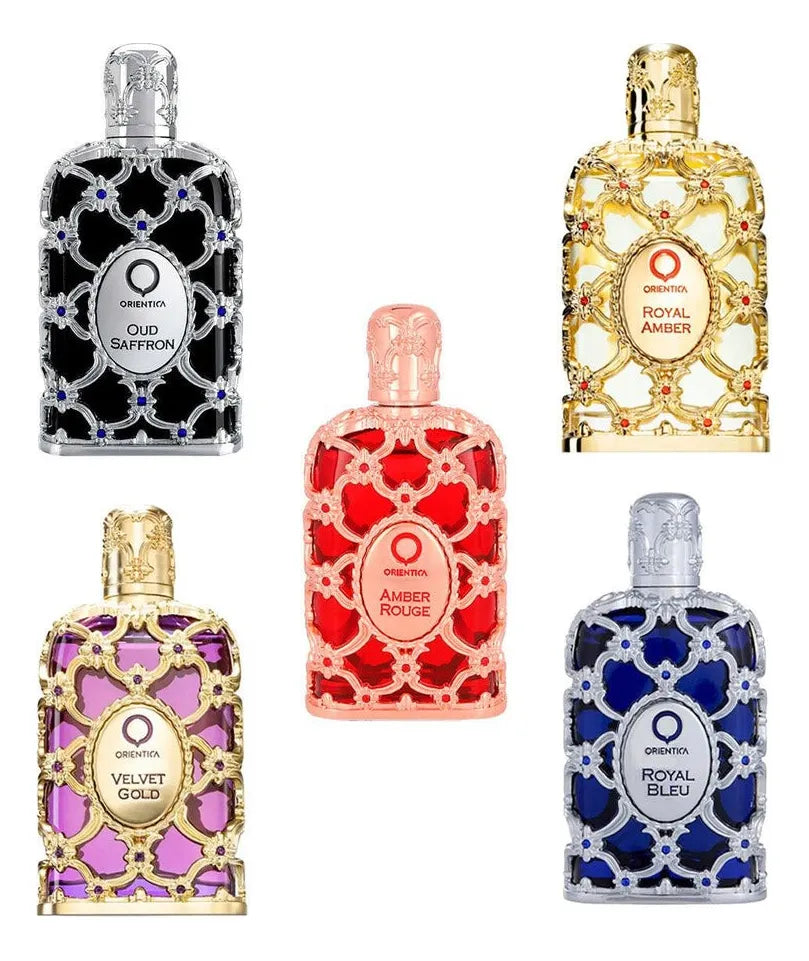 Set Découverte Orientica : 5 Miniatures Luxe (Royal Amber, Amber Rouge...). Idéal Voyage & Cadeau.