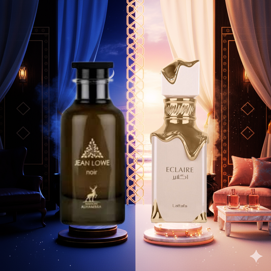 Pack Duo Prestige : Jean Lowe Noir Homme 100 ML& Lattafa Éclair Femme 100 MLEDP