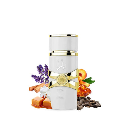 Yara Moi – Lattafa | Parfum 100 ML Femme Jasmin Pêche Vanille – Blanc Éclatant