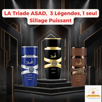 LA TRIADE ASAD LATTAFA : Pack 3x100ml Noir, Zanzibar & Bourbon