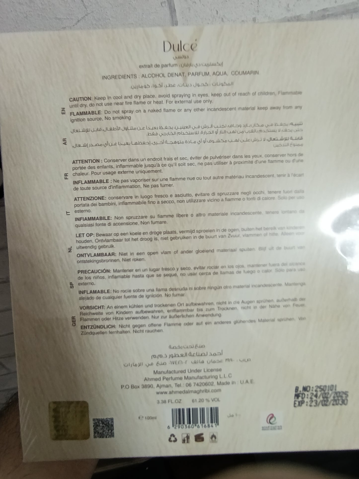 DULCE Ahmed Al Maghribi Extrait de parfum 100 ML Mixte